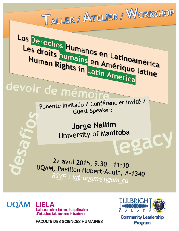 Atelier: Les Droits humains en Amérique latine, avec Jorge Nallim de l’Université du Manitoba